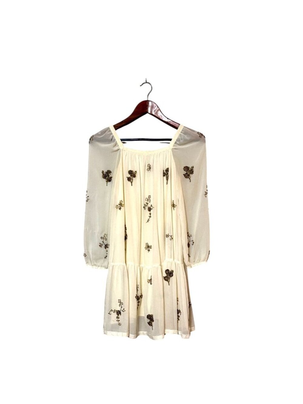 Zara Girls Embroidered Cream Long-Sleeve Dress Size 11-12 152CM Fairy Angel